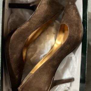 Ralph Lauren Dark Brown Suede Heels